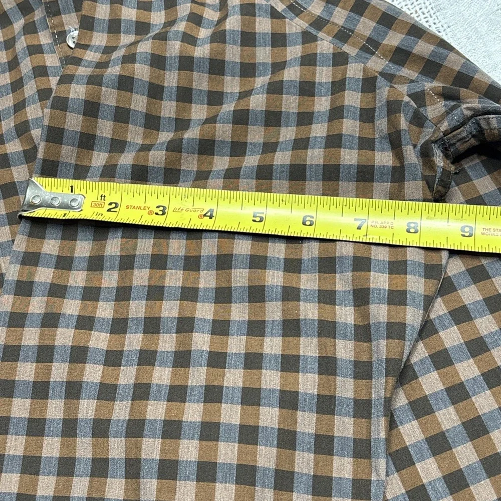 Van Heusen Mens Button Down‎ Dress Shirt Plaid Brown Size M 15/15.5 Preppy